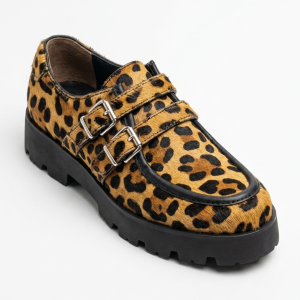 Franco Sarto Leopard Print Double Monk Strap Chunky Sole Loafers