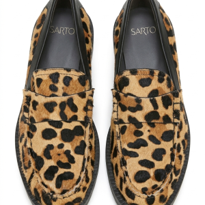 Franco Sarto Leopard Print Calf Hair Penny Loafers